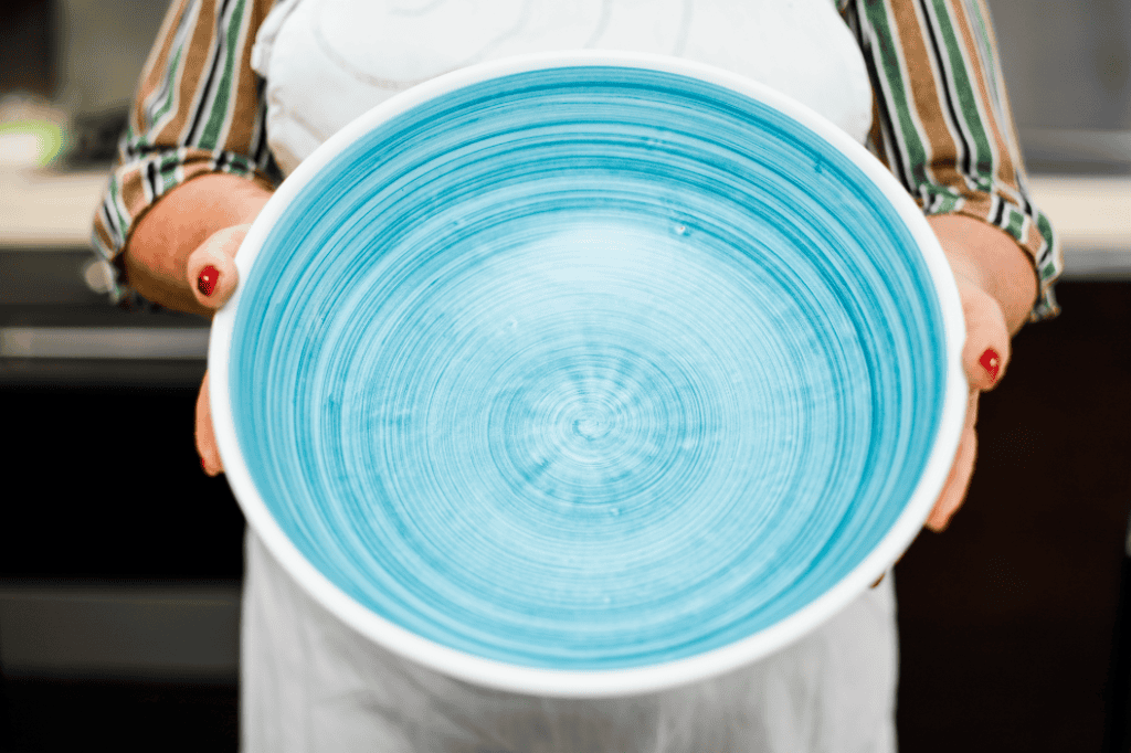 Blue handcrafted ceramic plate.