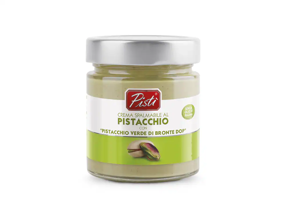 Delicious pistachio spread with Bronte pistachios from Sicily.