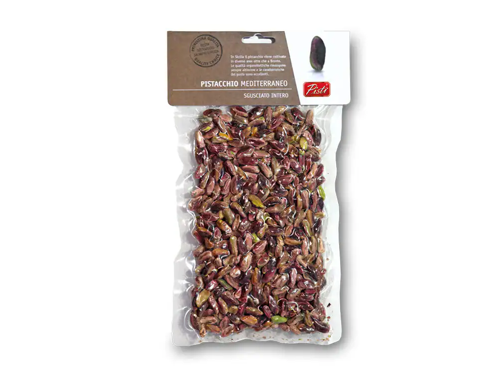 Pistachio Mediterranean roasted, 100g, in vacuum-sealed packaging.
