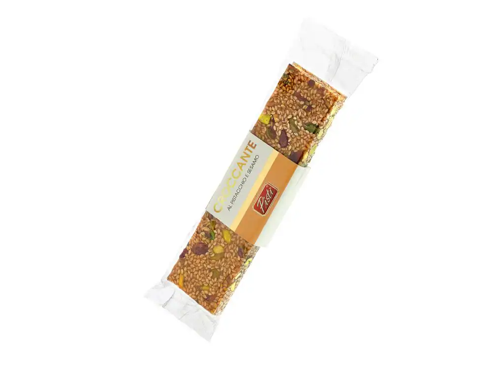 Sicilian nut and dried fruit brittle bar, artisanal sweet snack.