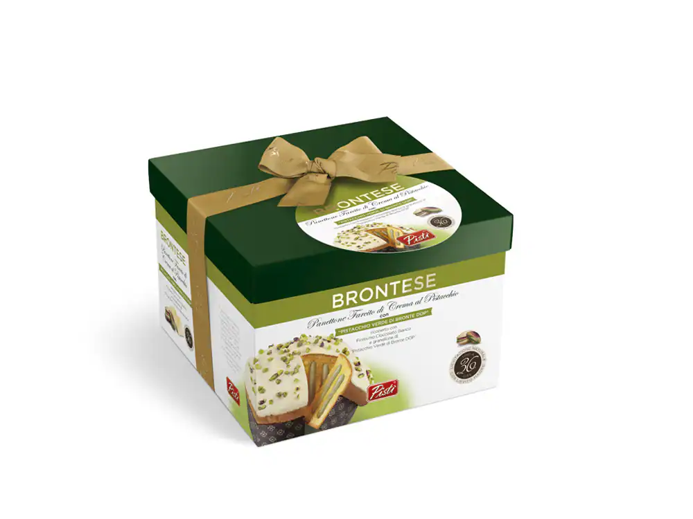 Authentic Sicilian Bronte cheesecake with pistachios.