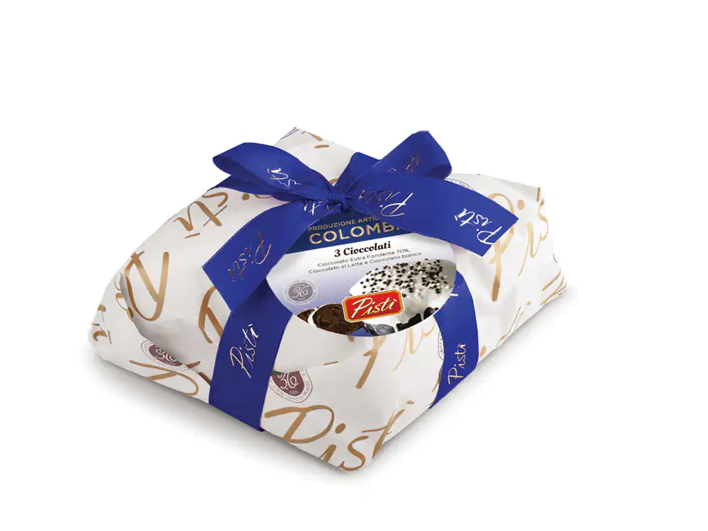 Assorted Sicilian artisanal chocolates wrapped in elegant packaging with blue ribbon.