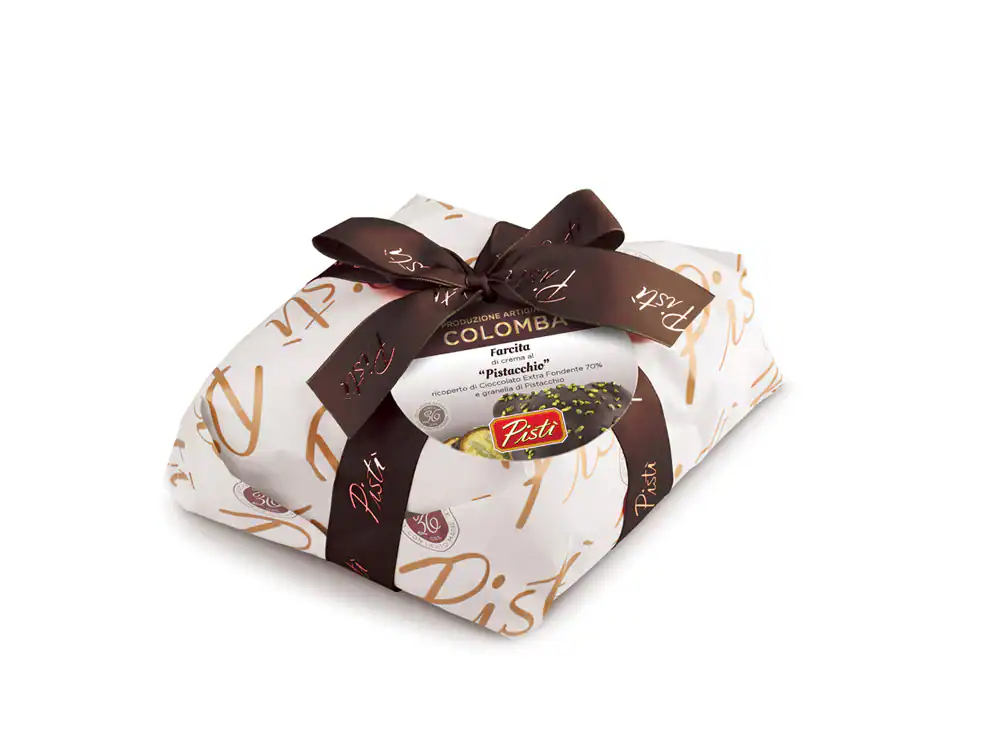Elegant wrapped gift box of Pistì artisanal Sicilian coffee, perfect for special occasions.