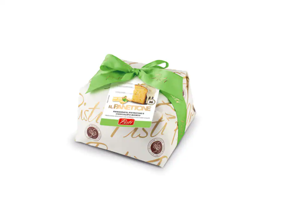 Sicilian artisanal sweet wrapped with a green ribbon, premium quality.