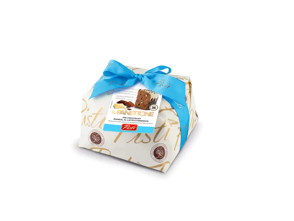 Artisanal Sicilian chocolate almond cake in wrapping.