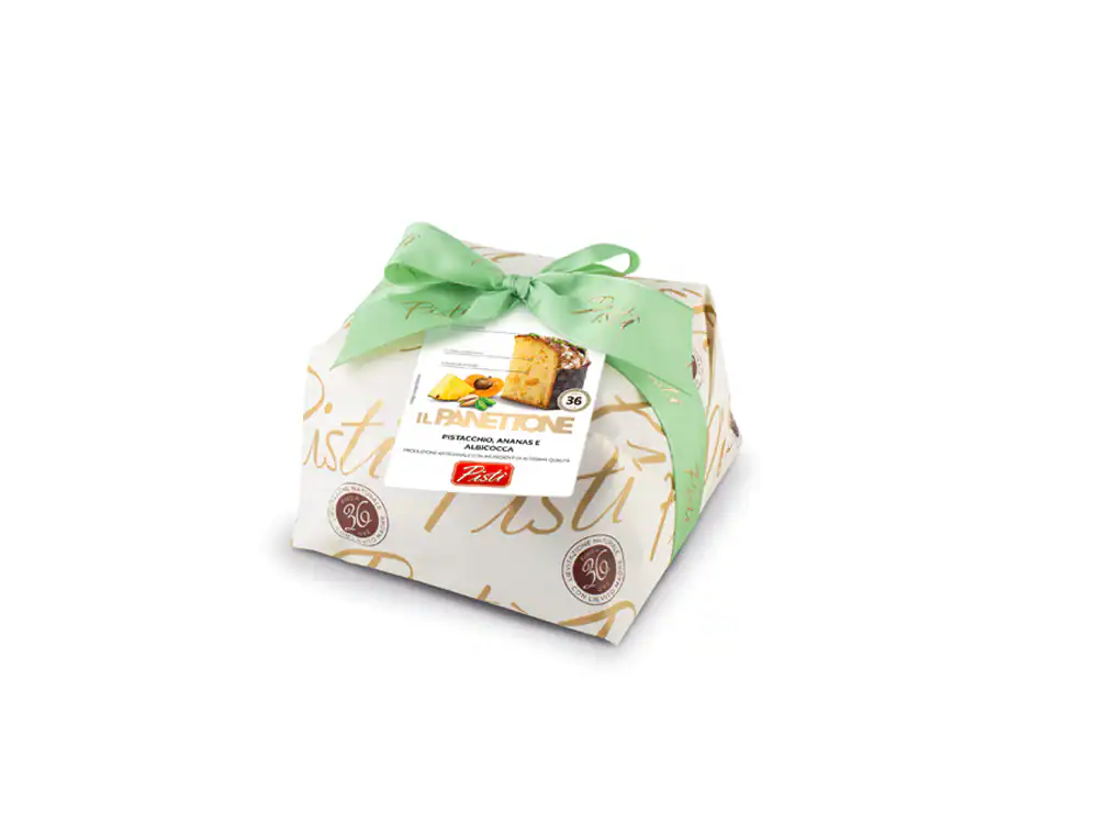 Sicilian artisanal biscuit wrapped with a green ribbon, premium quality.