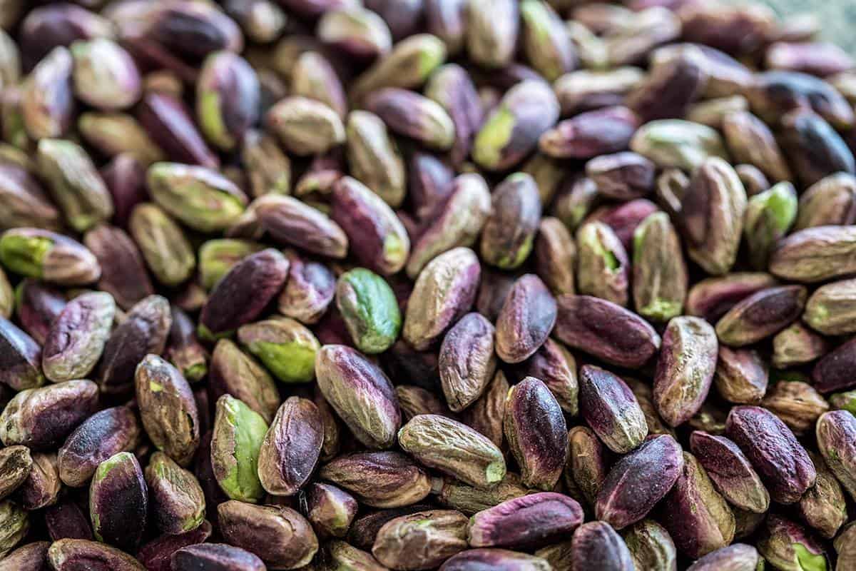 Pistachio nuts with shells, fresh and natural.