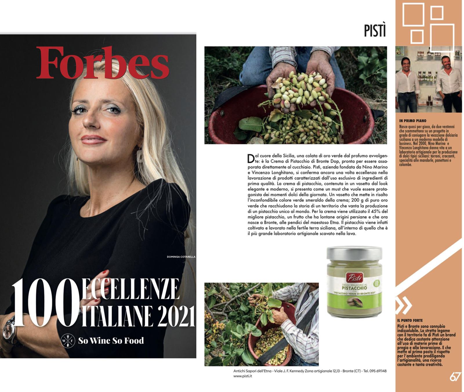 Forbes: Pistì among top 100 Italian excellences